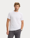 Front view of model wearing Lucent White Go Tee, Slim Fit.