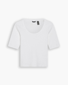 View of model wearing Lucent White Rib Tee, Slim Fit.