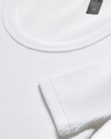 View of model wearing Lucent White Rib Tee, Slim Fit.