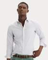 View of model wearing Lucent White Ultimate Shirt, Slim Fit.