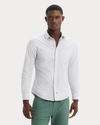 Front view of model wearing Lucent White Ultimate Shirt, Slim Fit.