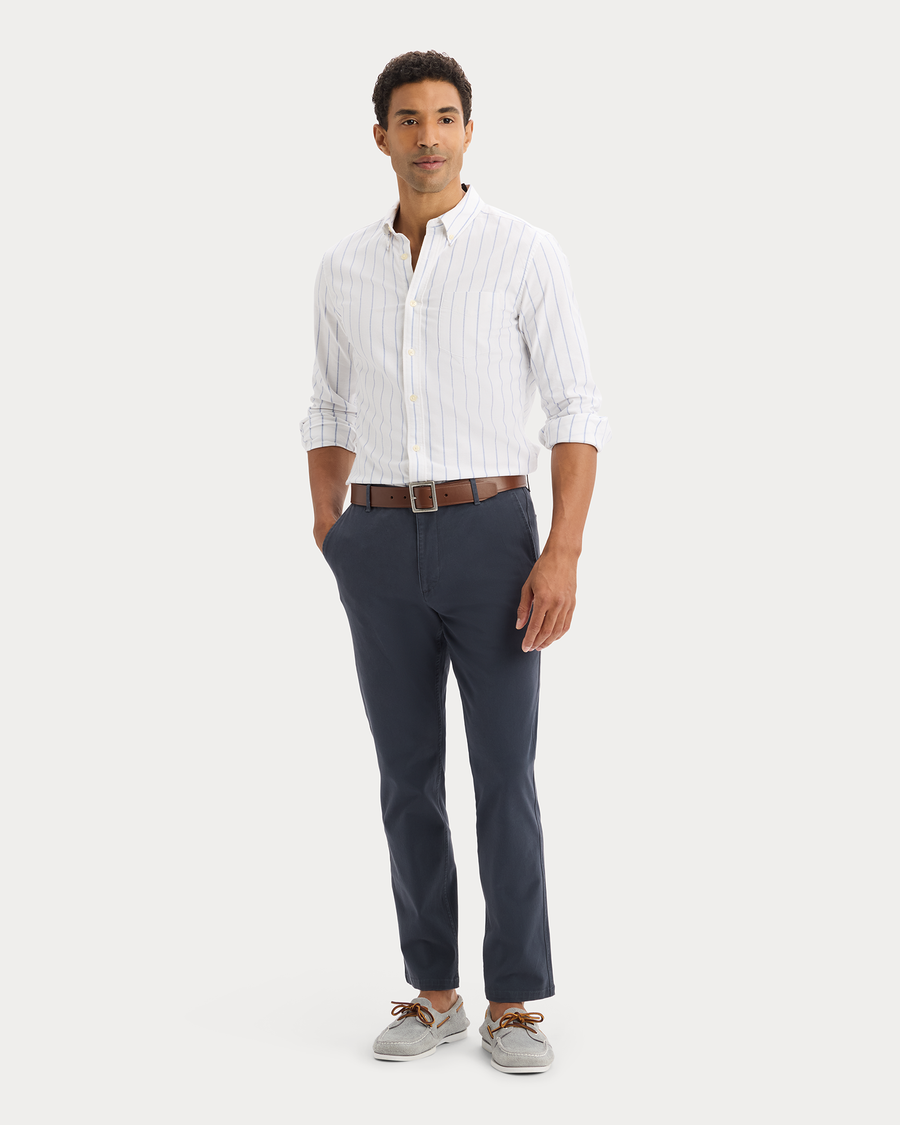 View of model wearing Mosely Vista 2 Button Collar Shirt, Slim Fit.