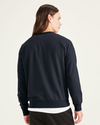 Back view of model wearing Navy Blazer Men's Regular Fit Icon Crewneck Sweatshirt.