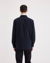 Back view of model wearing Navy Blazer Men's Regular Fit Workwear Shirt.