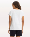 Back view of model wearing Nevin Pastel Blue Favorite V-Neck Tee Shirt, Slim Fit.