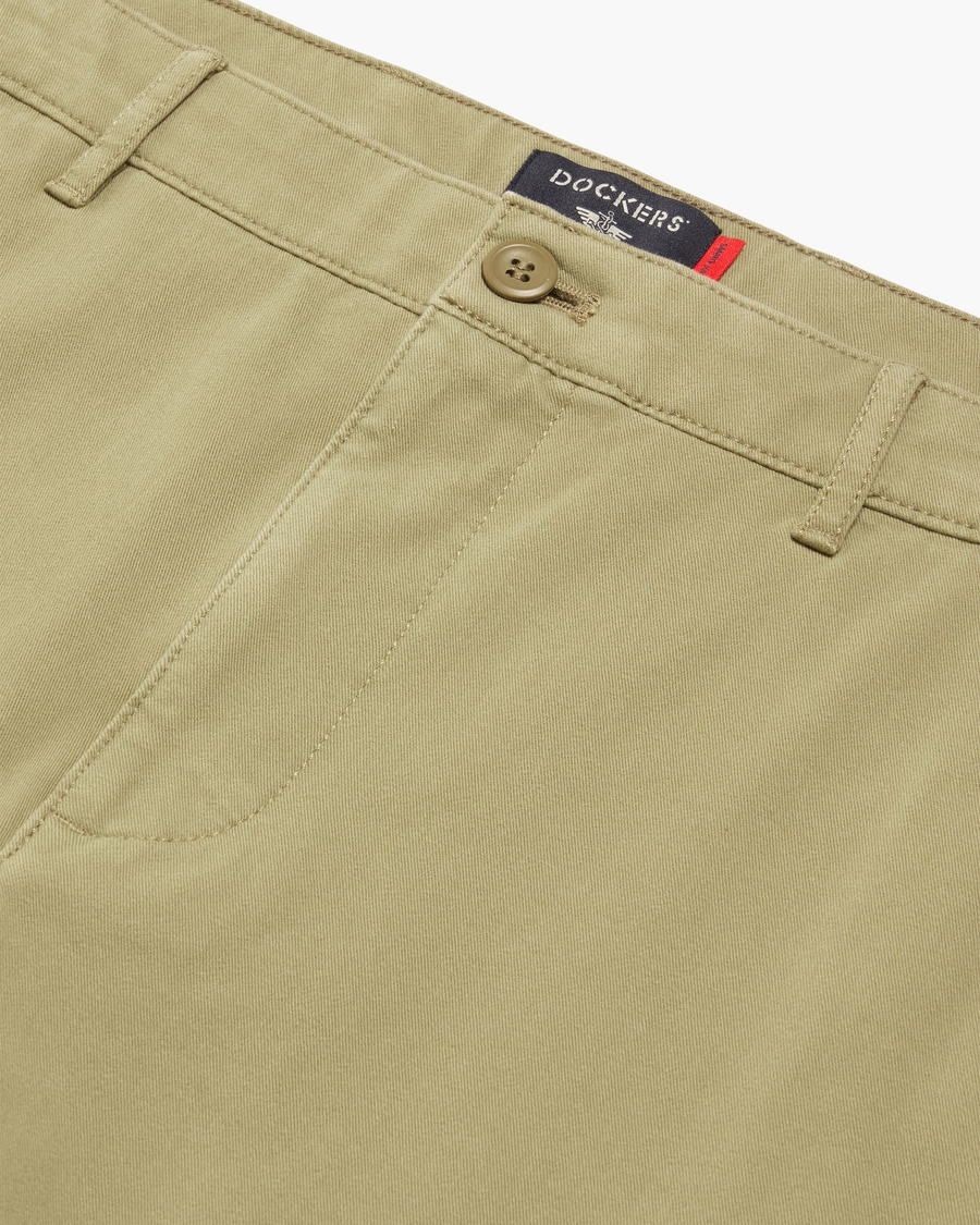 View of model wearing New British Khaki Essential Chino Pants, Skinny Fit.