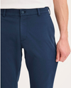 View of model wearing Ocean Blue Go Activeflex Chino, Skinny Fit.