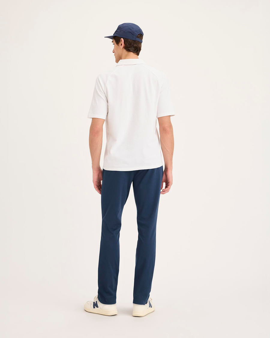 Back view of model wearing Ocean Blue Go Activeflex Chino, Skinny Fit.