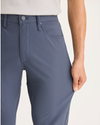 View of model wearing Ombre Blue Go Pant, Slim Fit with Airweave.