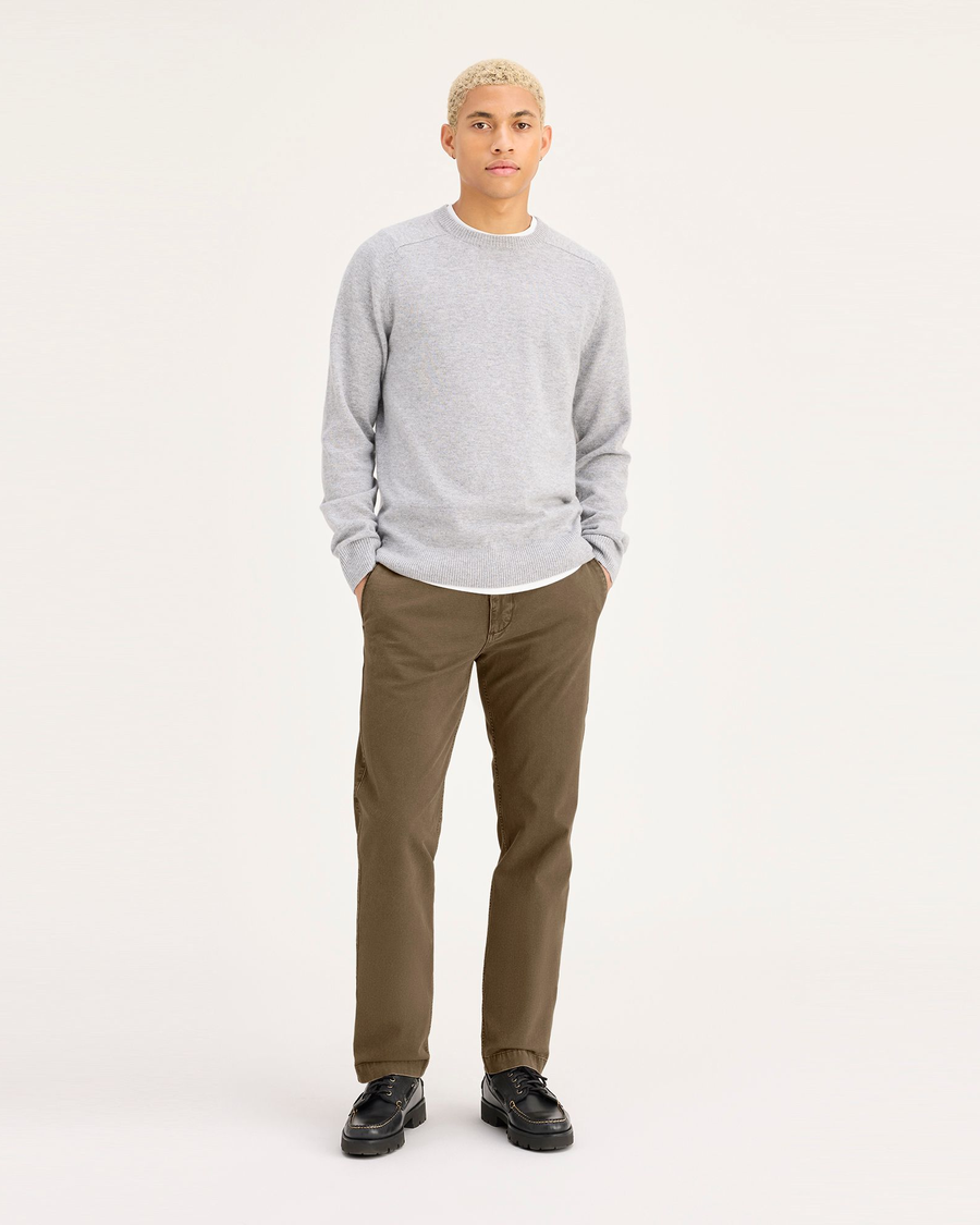 Front view of model wearing Otter Stonewash Alpha Chino Pants, Slim Fit.