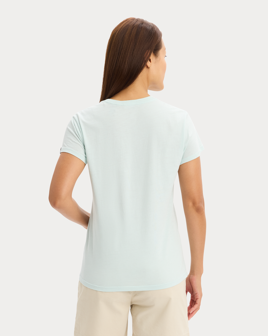 View of model wearing Pastel Blue Favorite Tee, Slim Fit.