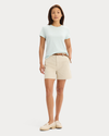 View of model wearing Pastel Blue Favorite Tee, Slim Fit.