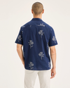 Back view of model wearing Pastime New Blue Men's Regular Fit Camp Shirt.