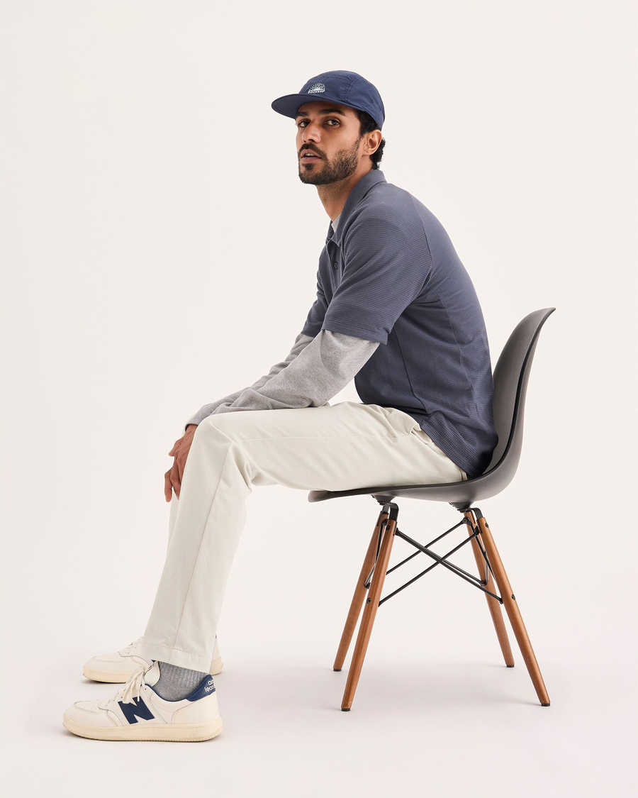 View of model wearing Sahara Khaki Go Activeflex Chino, Skinny Fit.