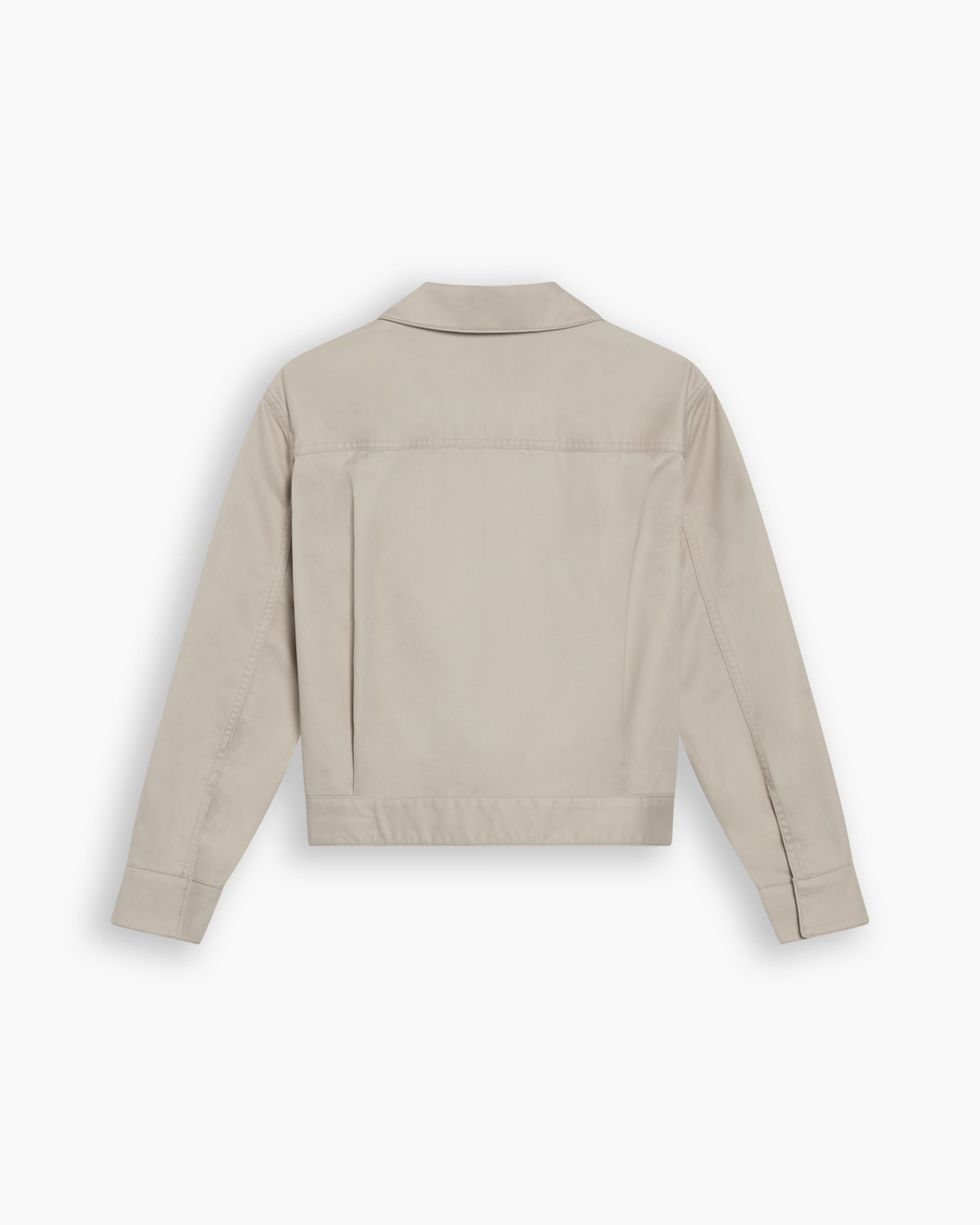 View of model wearing Sahara Khaki Mechanic's Jacket, Regular Fit.