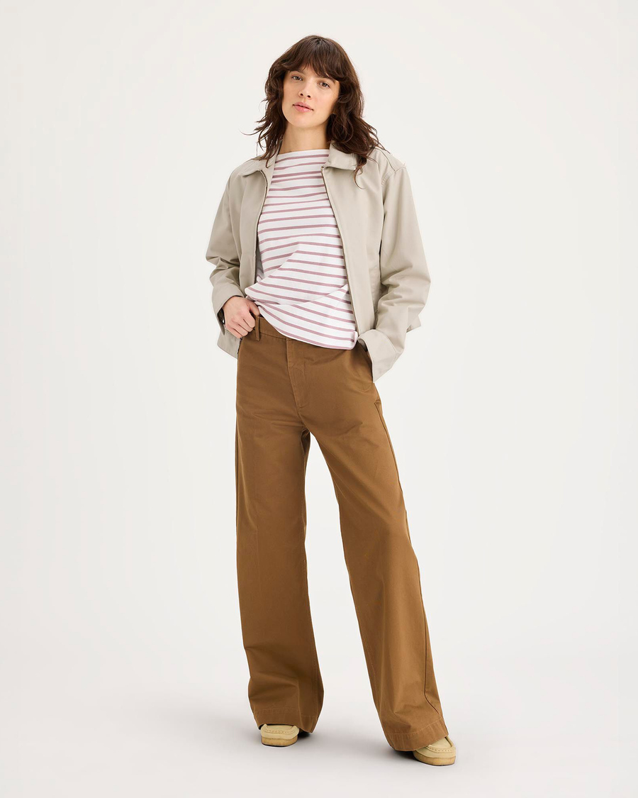 Front view of model wearing Sahara Khaki Mechanic's Jacket, Regular Fit.