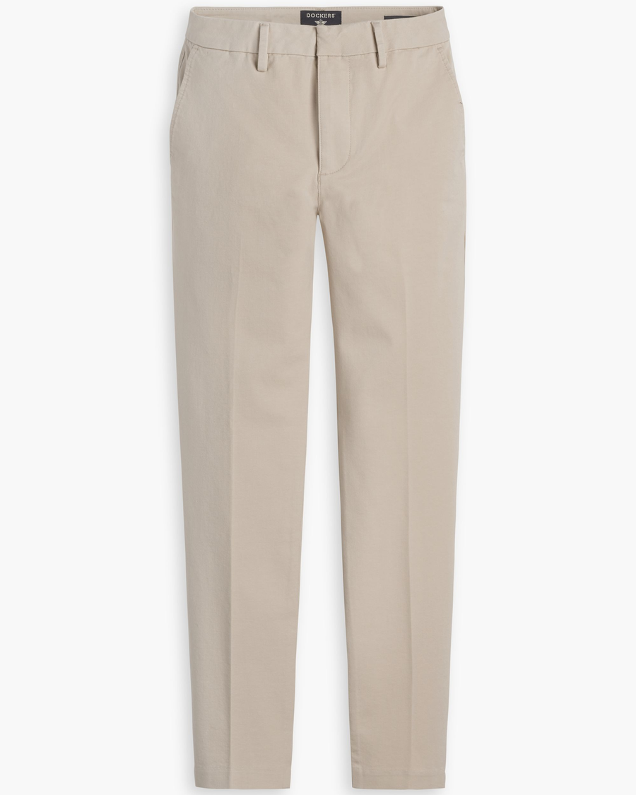 View of model wearing Sahara Khaki Mid-Rise Collins Trouser with Sculpt ...