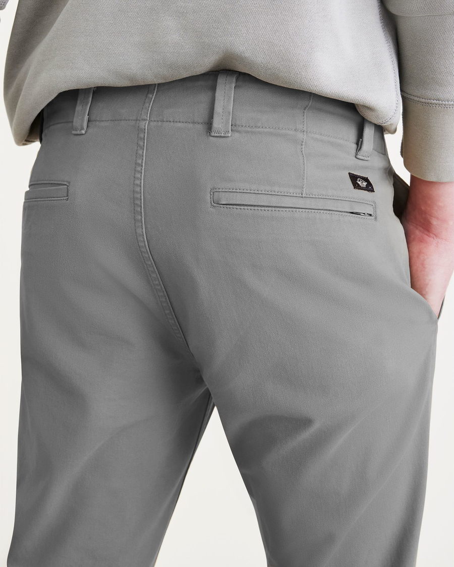 View of model wearing Sharkskin Alpha Chino Pants, Skinny Fit.