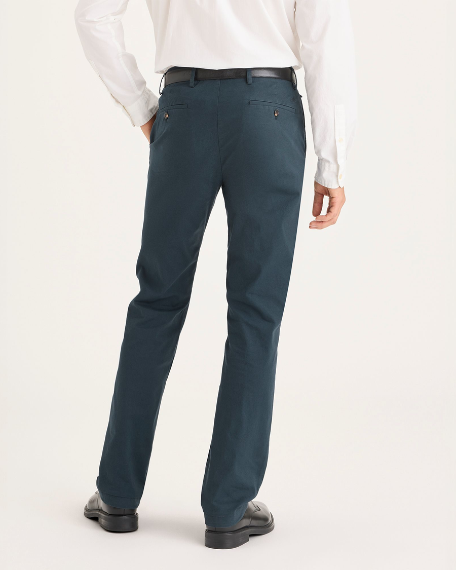 Back view of model wearing Stratified Sea Crafted Khaki Pants, Slim Fit.