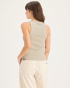 Back view of model wearing Summer Earth Women's Slim Fit Knit Tank.