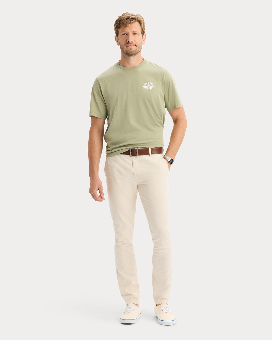 View of model wearing Tea Graphic Tee, Regular Fit.