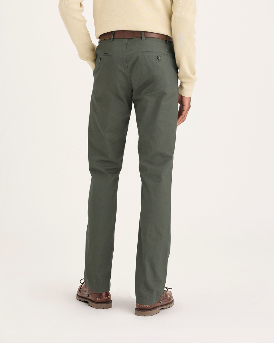 Back view of model wearing Tea Leaf Crafted Khaki Pants, Slim Fit.