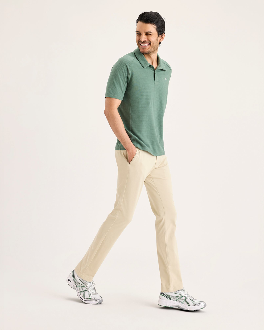 View of model wearing Tidal Foam Chino Go Activeflex, fit skinny.