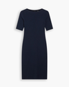 View of model wearing Total Eclipse Rib Dress with Lofi Knit, Slim Fit.