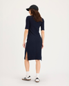 Back view of model wearing Total Eclipse Rib Dress with Lofi Knit, Slim Fit.