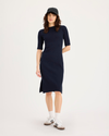 Front view of model wearing Total Eclipse Rib Dress with Lofi Knit, Slim Fit.