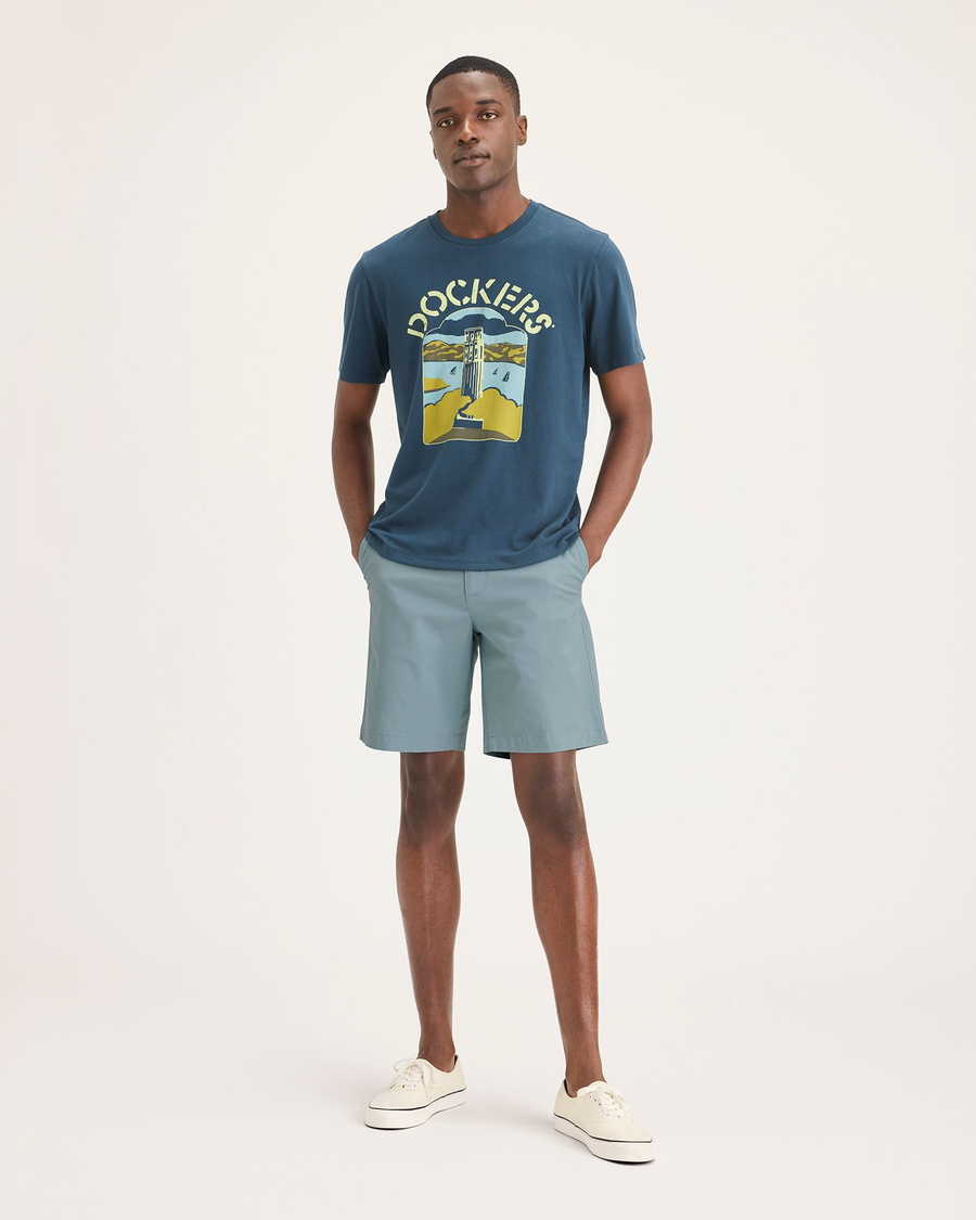 Front view of model wearing Tourmaline Men's Straight Fit Ultimate Short.