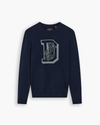 View of model wearing Varsity Anchor Premium Crewneck Sweater, Regular Fit.
