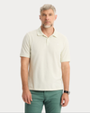 Front view of model wearing Water Lily Pique Polo, Slim Fit.